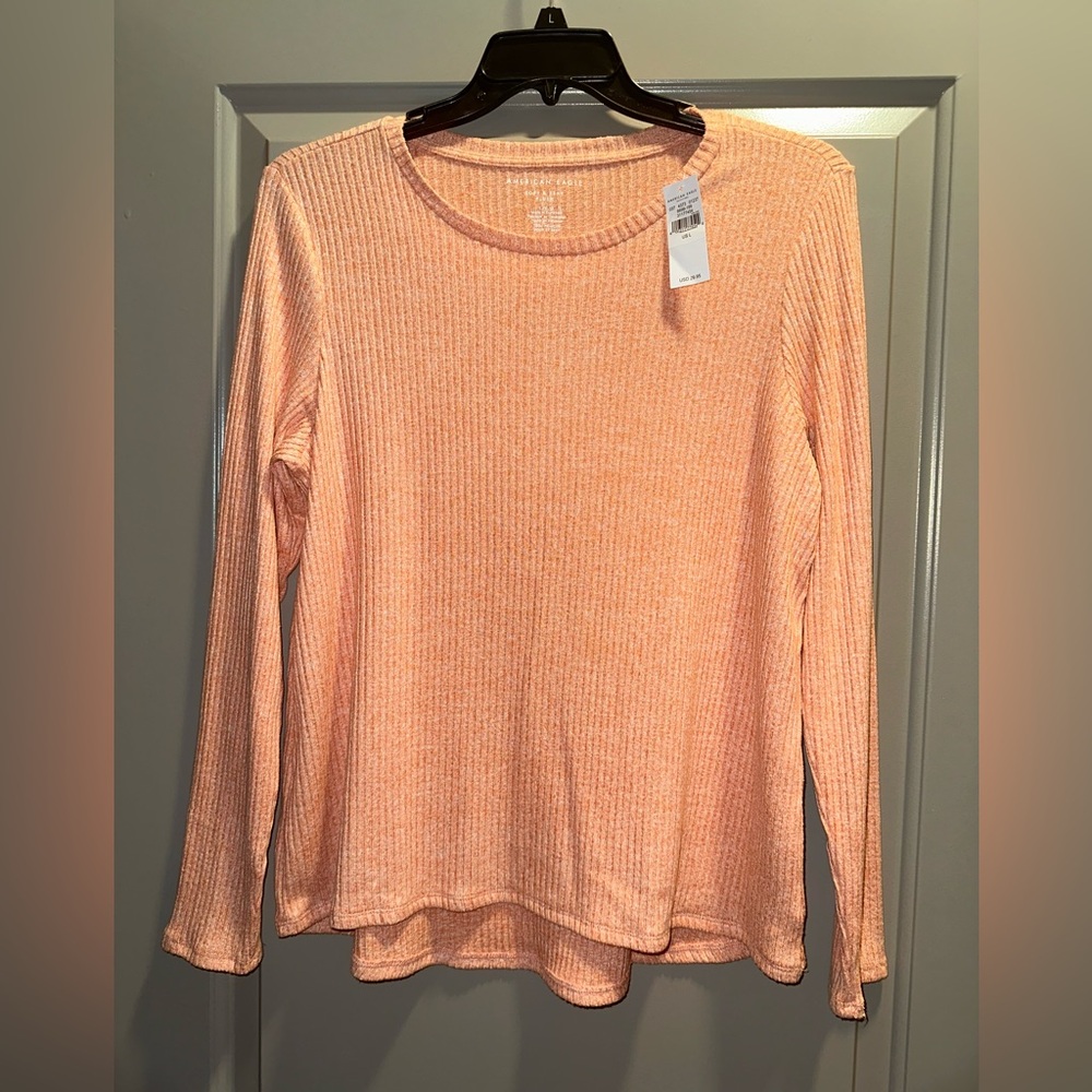 American Eagle Outfitters Coral Ribbed Blouse